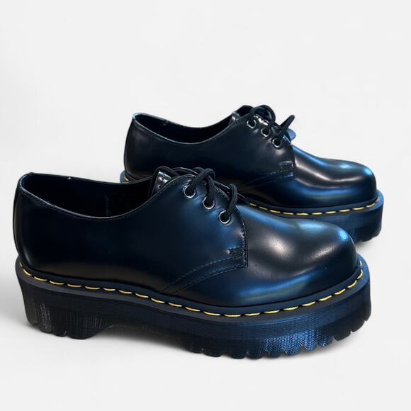 Dr. Martens 1461 Quad Platform Retro Black Smooth Shoes Size 9 New Without Box - Picture 2 of 8